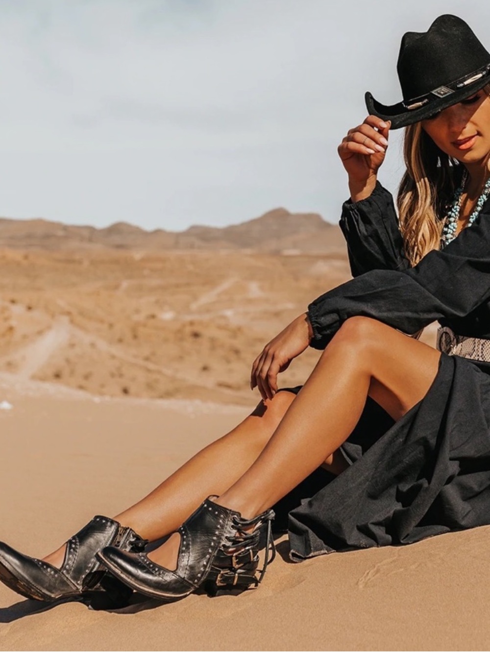 Freebird By Steven Desert Lace Up Buckled Heeled Leather Boots Black Mini Stud